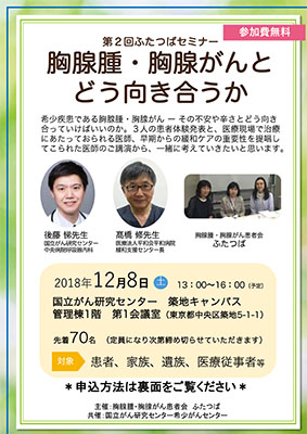 第2回ふたつばセミナー「胸腺腫・胸腺がんとどう向き合うか」